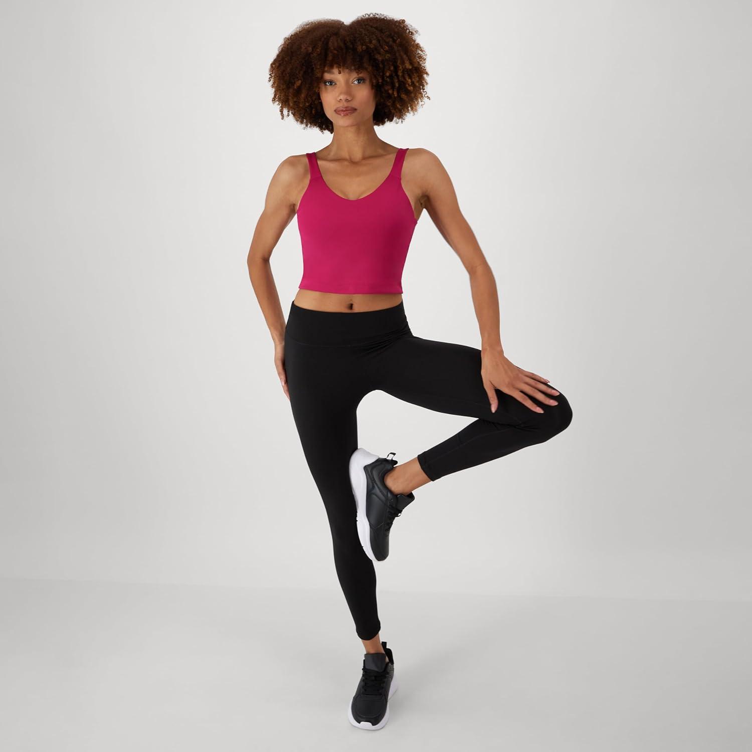 imageHanes Womens Moves Bralette VNeck Cropped Pullover Builtin Shelf Bra Odor ControlFresh Berry