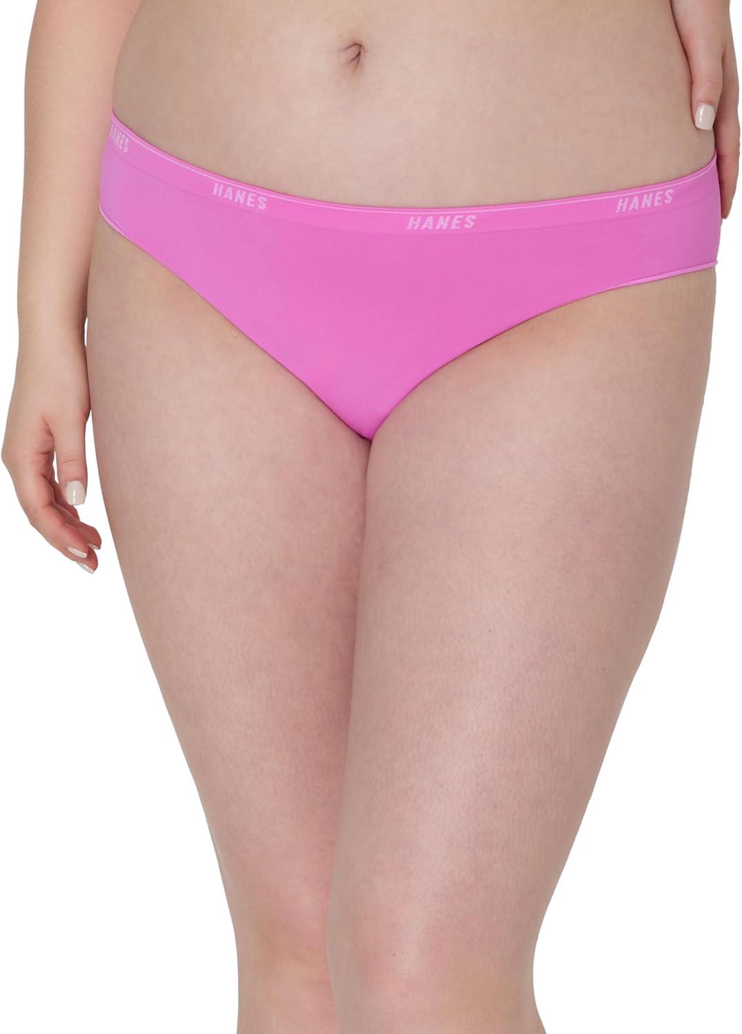 imageHanes Womens Moves Underwear 360 Flex Stretch Panties Smooth ampamp Seamless Hipsters Bikinis Or Thongs 6Pack6pk Bikini Black X3AlmondRedPink