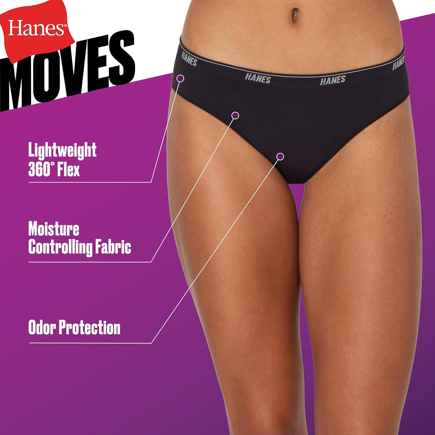 imageHanes Womens Moves Underwear 360 Flex Stretch Panties Smooth ampamp Seamless Hipsters Bikinis Or Thongs 6Pack6pk Bikini Black X3AlmondRedPink