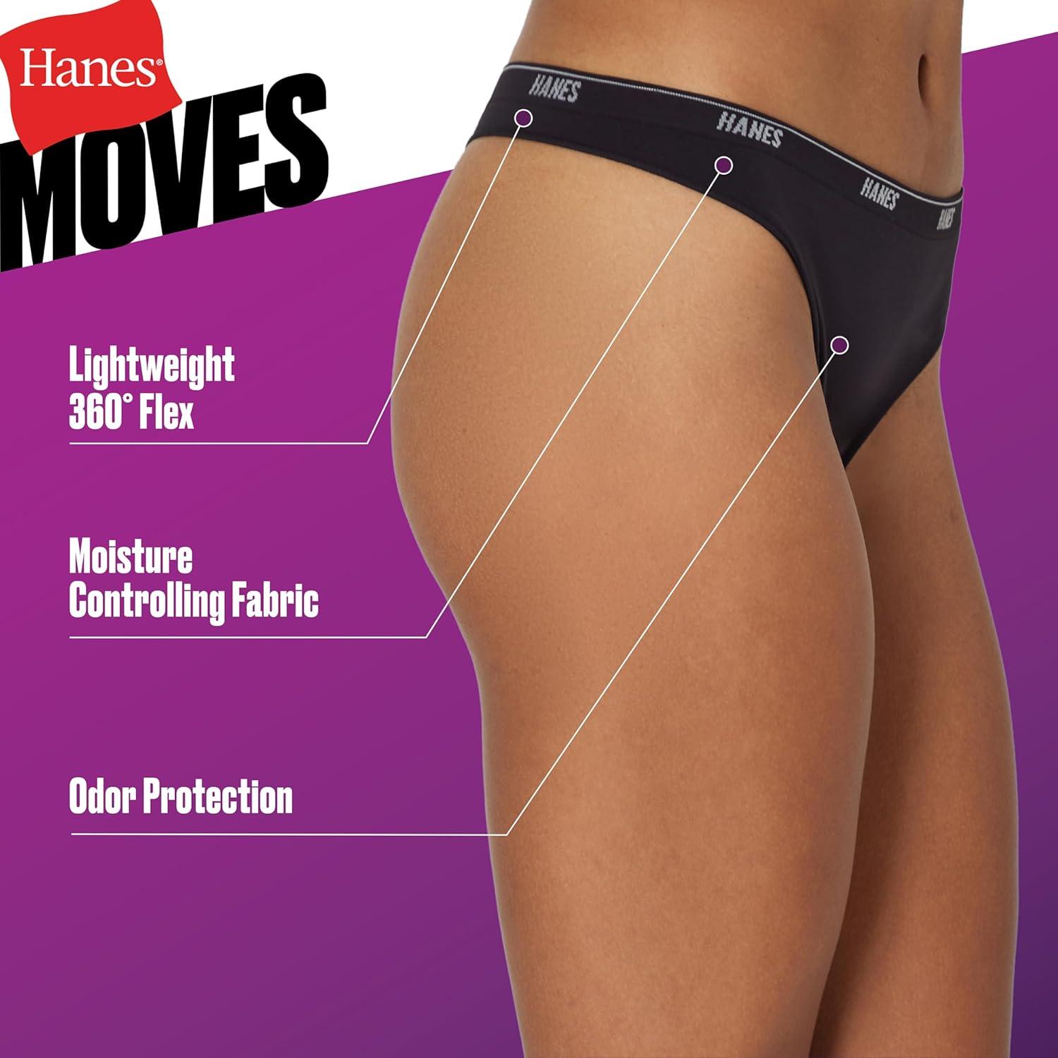 imageHanes Womens Moves Underwear 360 Flex Stretch Panties Smooth ampamp Seamless Hipsters Bikinis Or Thongs 6Pack6pk Thong Black X2Red X2Pink X2