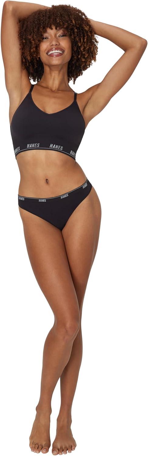 imageHanes Womens Moves Underwear 360 Flex Stretch Panties Smooth ampamp Seamless Hipsters Bikinis Or Thongs 6Pack6pk Thong Black X2Red X2Pink X2