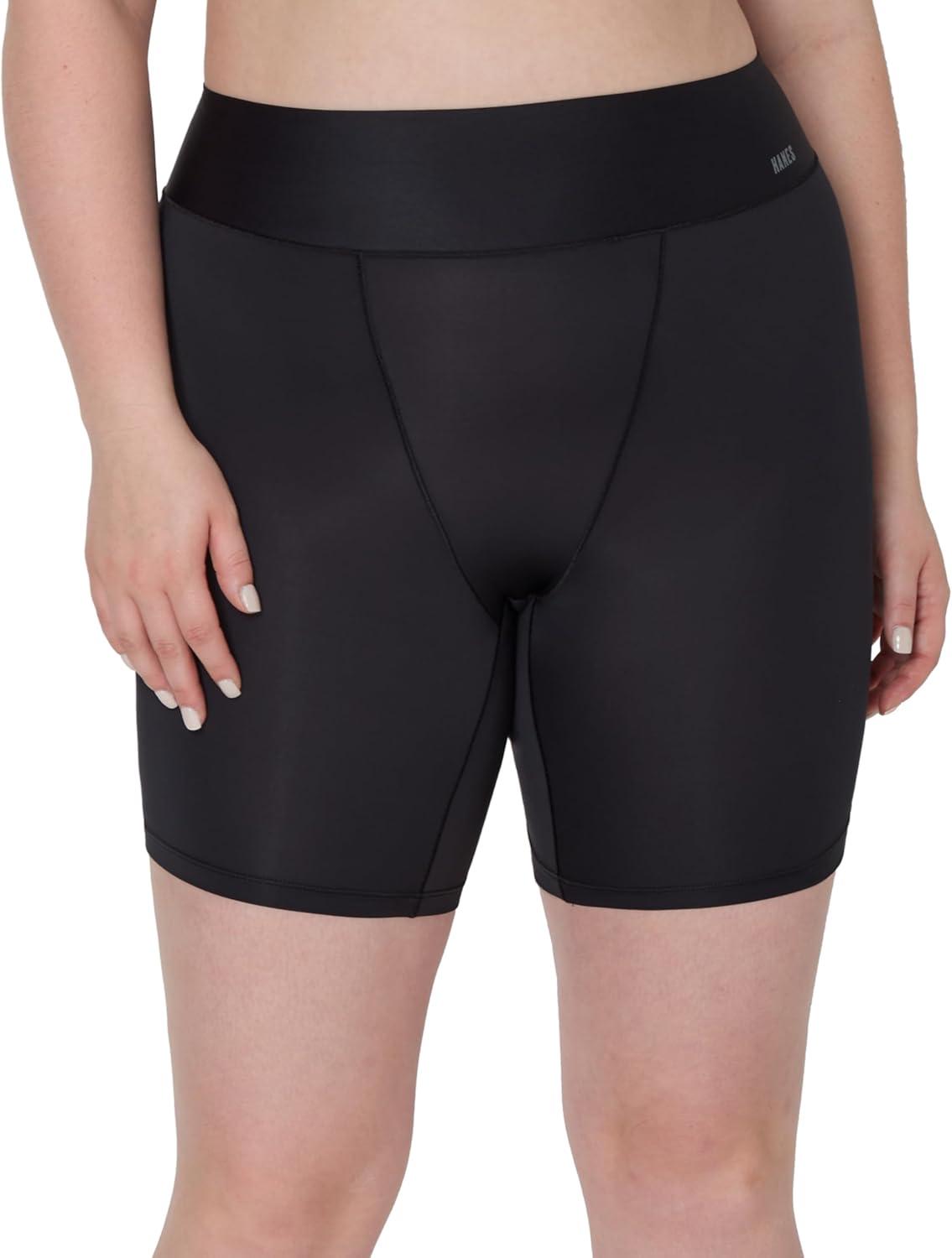 imageHanes Womens Moves Underwear AntiChafe Slip Shorts Microfiber Slip Shorts for Women 2PackBlackBlack