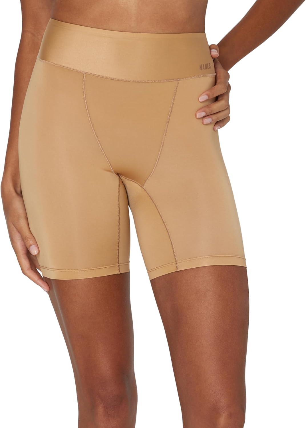 imageHanes Womens Moves Underwear AntiChafe Slip Shorts Microfiber Slip Shorts for Women 2PackWarm AlmondWarm Almond