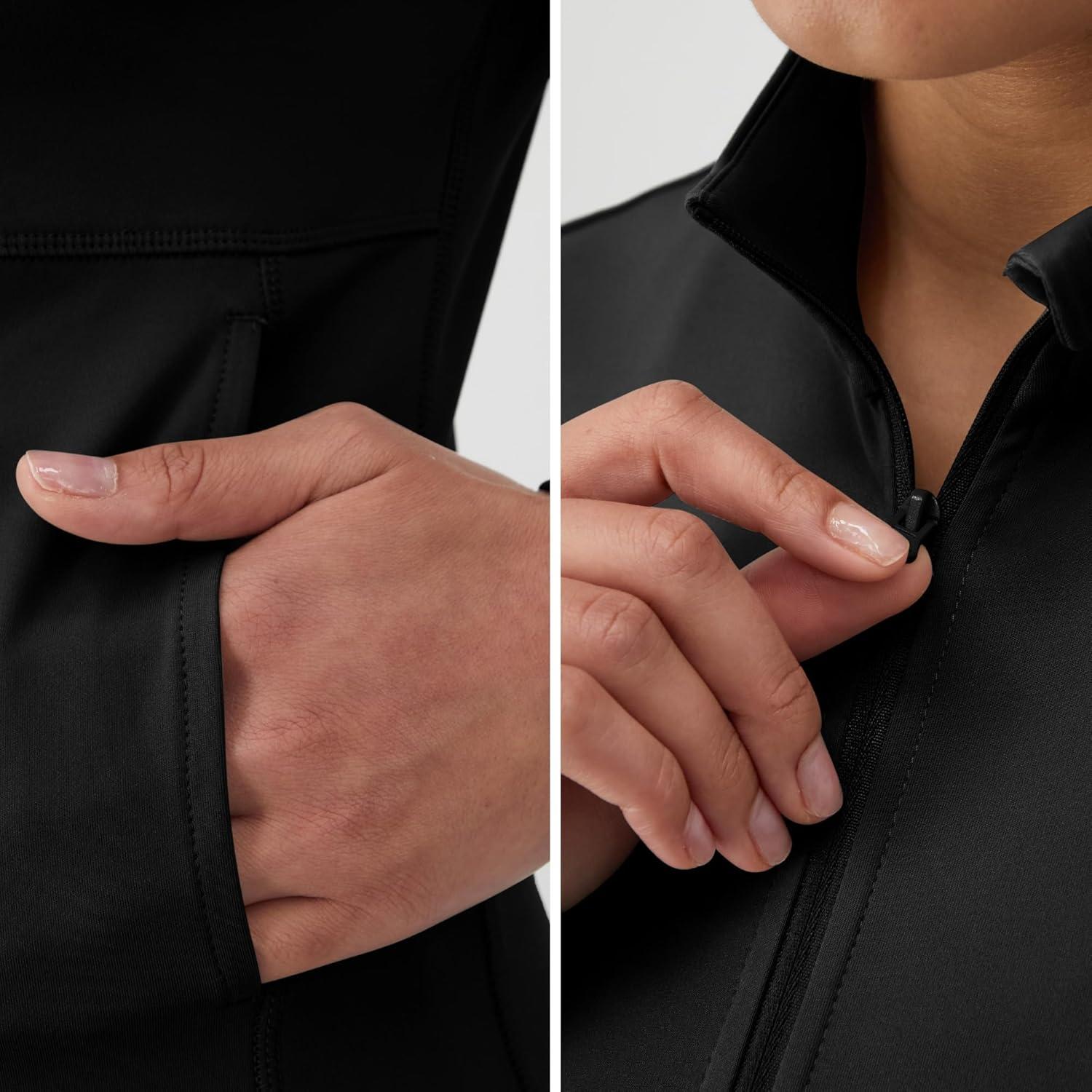 imageHanes Womens Moves Workout Soft ampamp Stretchy Yoga MoistureWicking FullZip Studio JacketBlack