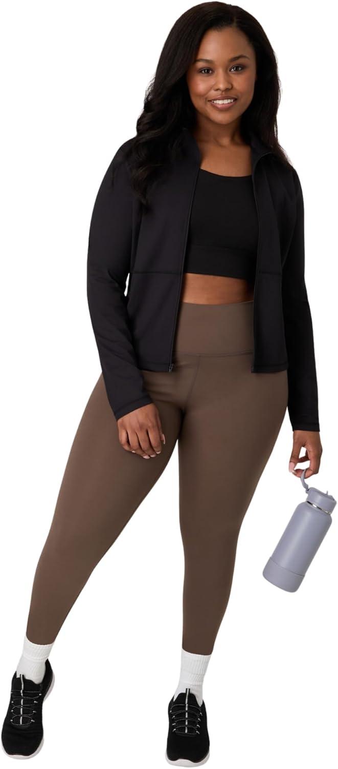 imageHanes Womens Moves Workout Soft ampamp Stretchy Yoga MoistureWicking FullZip Studio JacketBlack