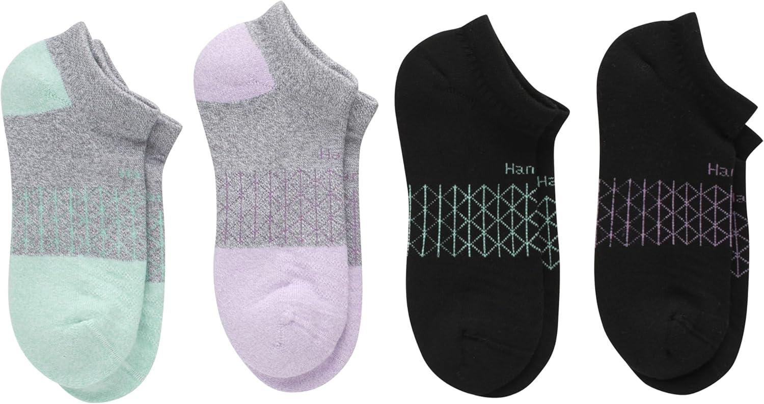 imageHanes Womens NoShow 4 Pairs Absolute Active Socks MoistureWicking CushionedGrey
