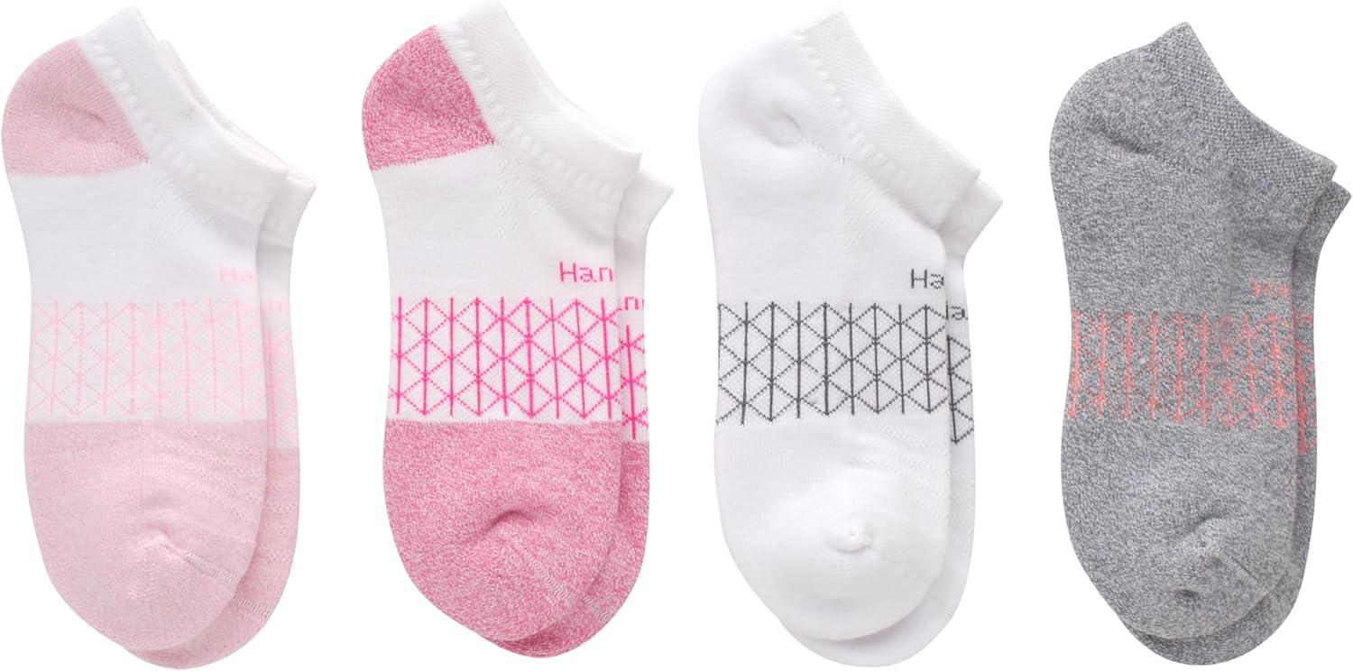 imageHanes Womens NoShow 4 Pairs Absolute Active Socks MoistureWicking CushionedWhite