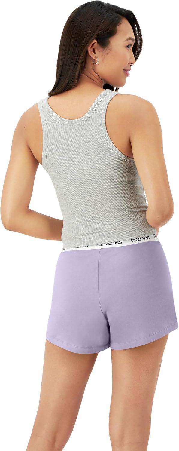 imageHanes Womens Originals Comfywear Rib Crop Tank and Sleep Shorts 2Piece SetHeritage Grey MarleVega Violet