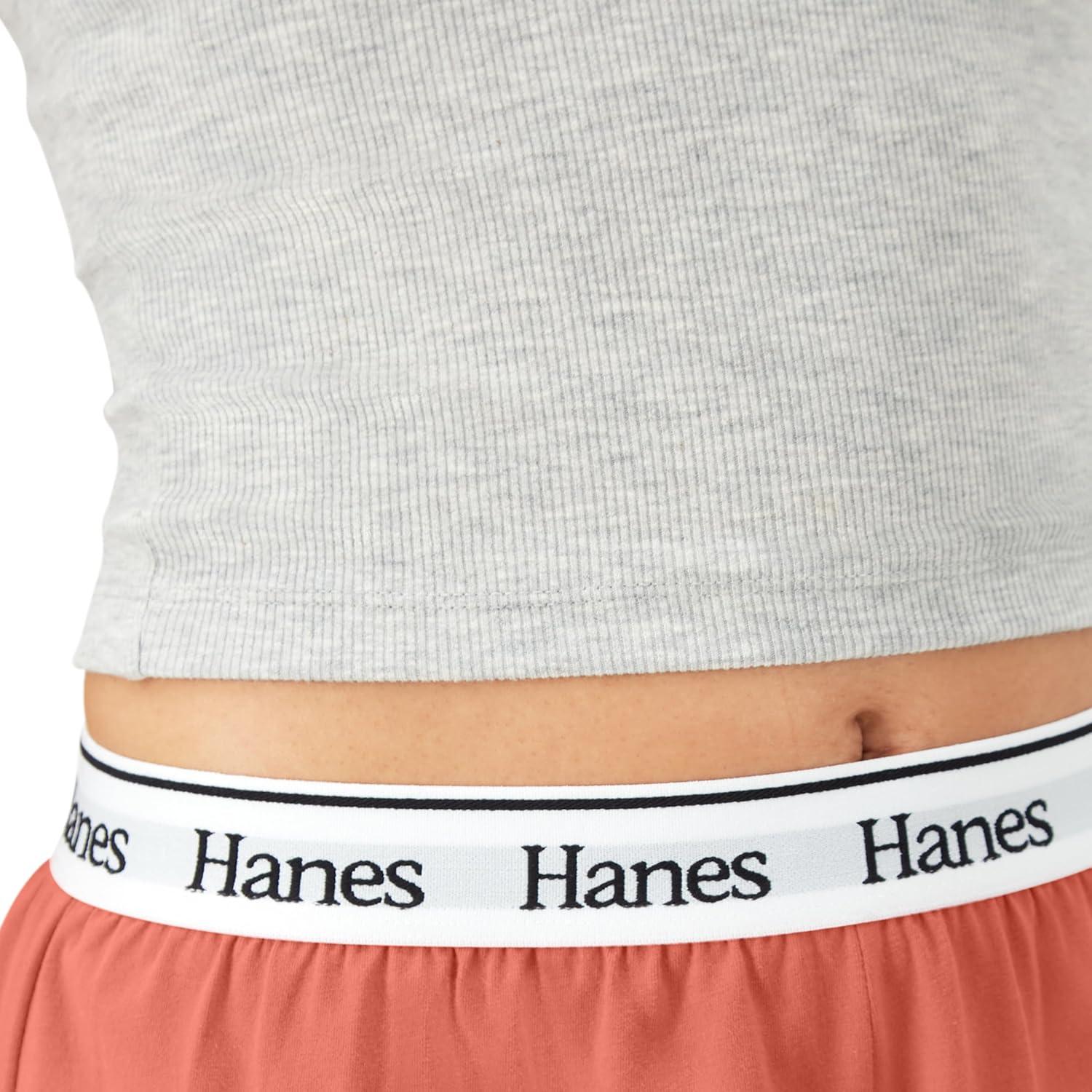 imageHanes Womens Originals Comfywear Rib Crop Tank and Sleep Shorts 2Piece SetToasted OrangeHeather Grey