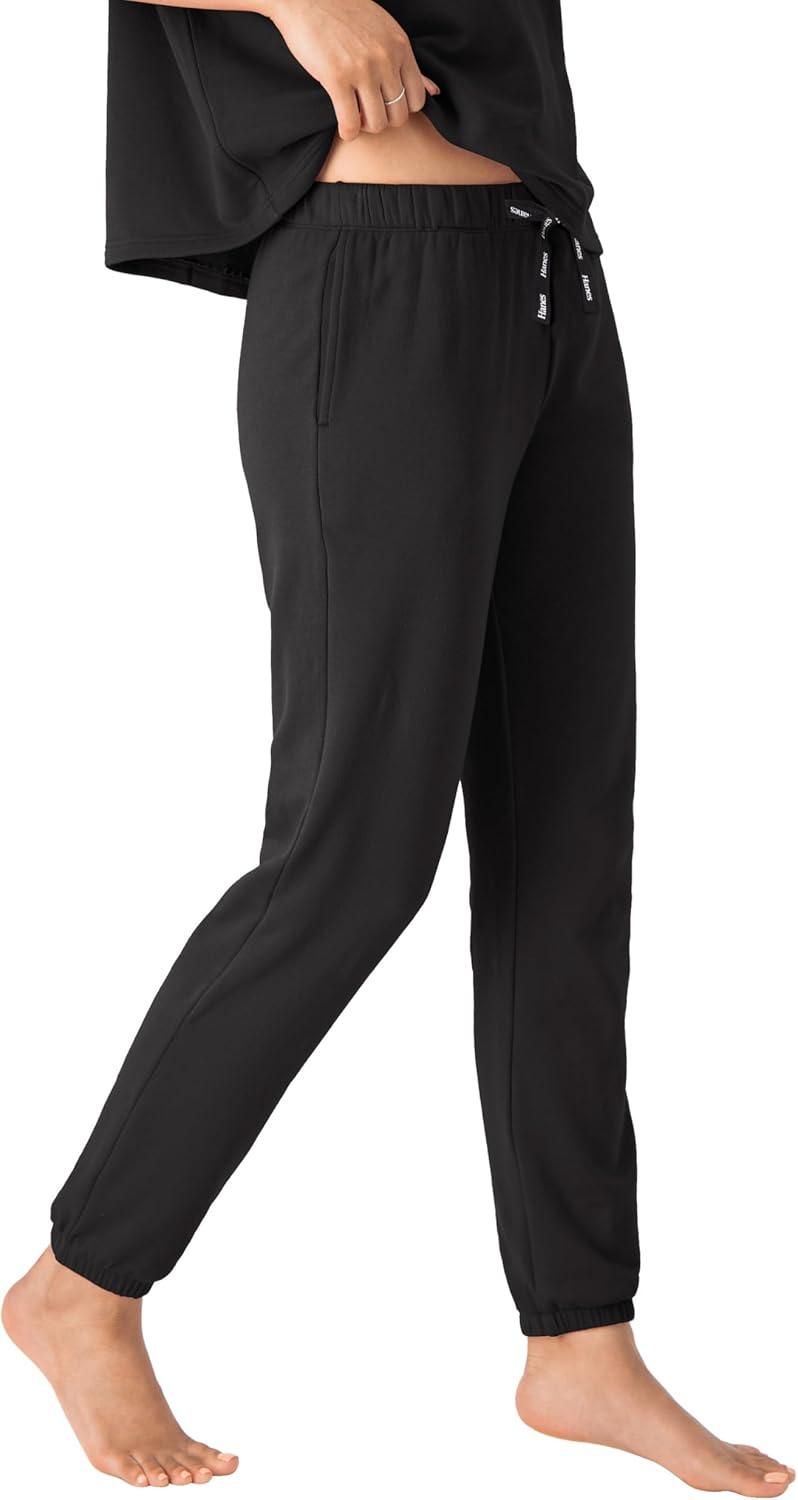 imageHanes Womens Originals French Terry Joggers Lightweight Lounge Pants for Women Comfywear Loungewear 28quotBlack