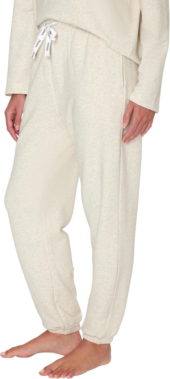 imageHanes Womens Originals French Terry Joggers Lightweight Lounge Pants for Women Comfywear Loungewear 28quotOatmeal Marle