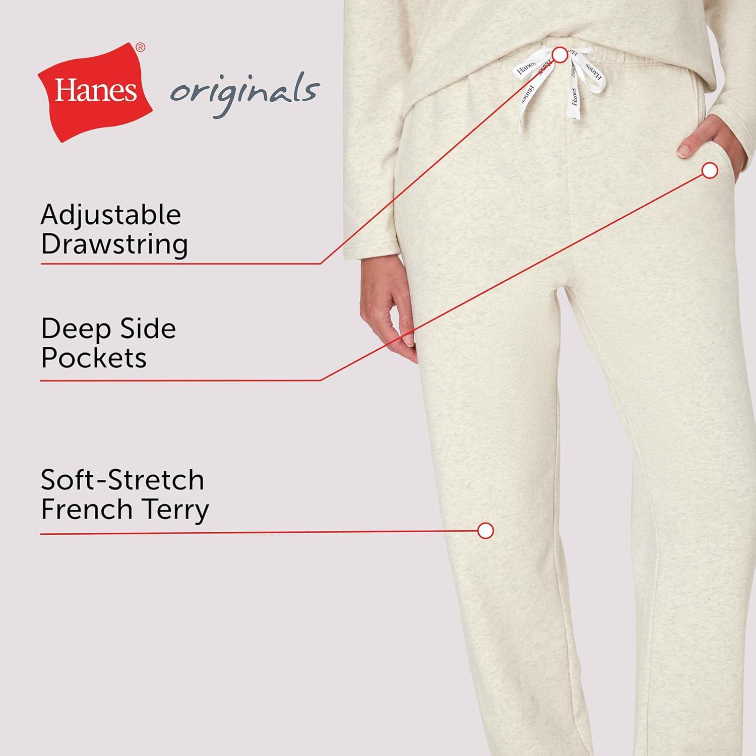 imageHanes Womens Originals French Terry Joggers Lightweight Lounge Pants for Women Comfywear Loungewear 28quotOatmeal Marle