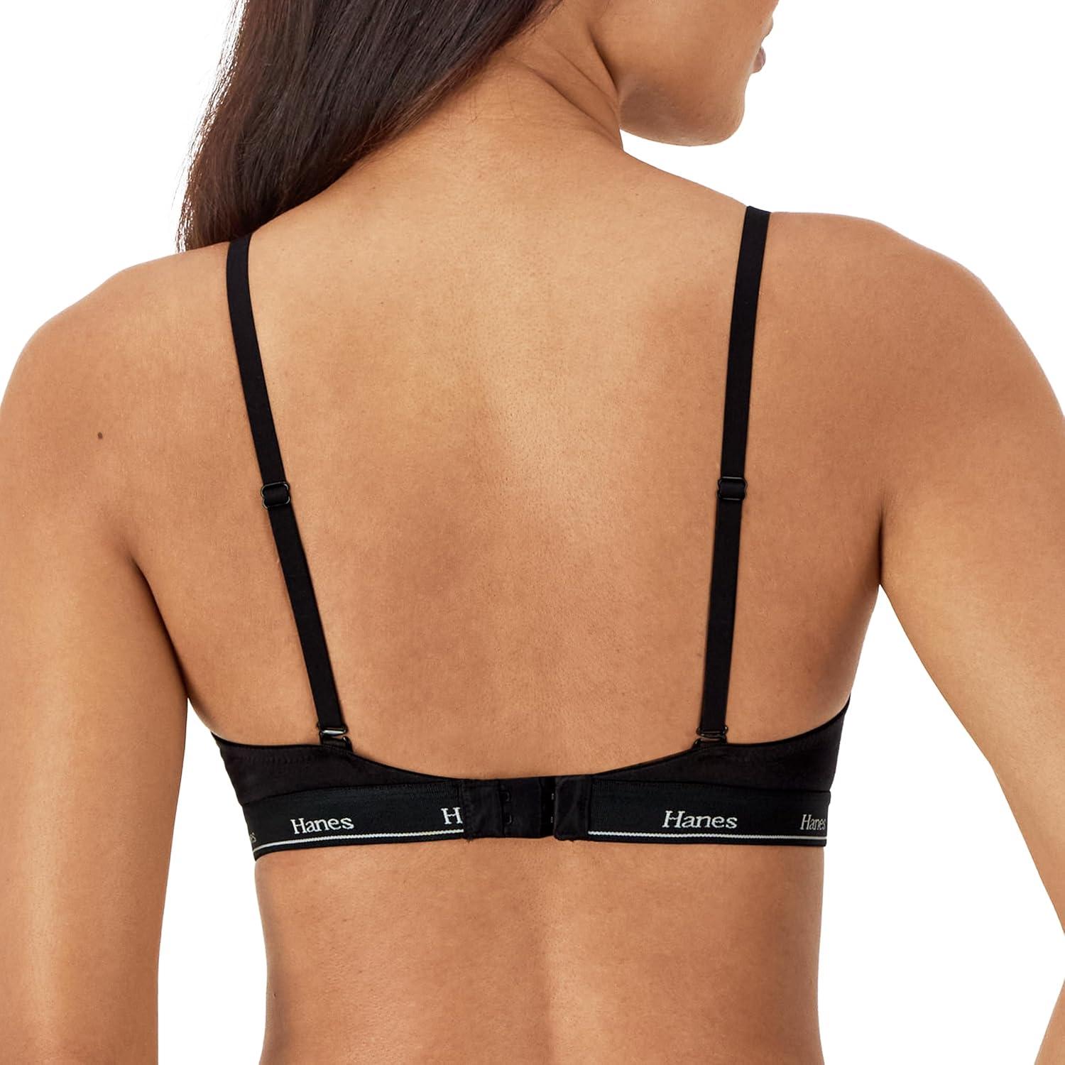 imageHanes Womens Originals Full Coverage Contour Wireless Stretch Cotton TShirt BraBlack