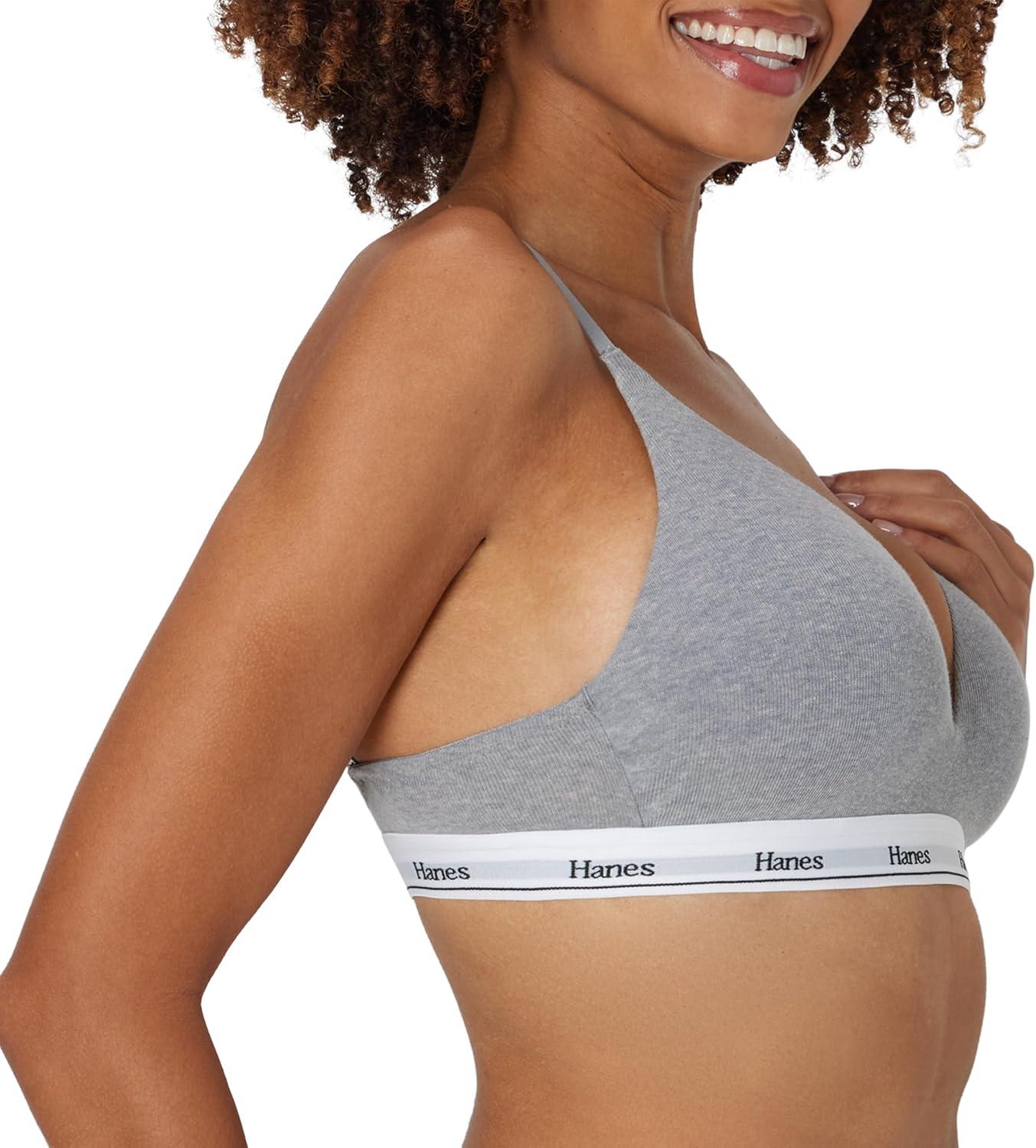 imageHanes Womens Originals Full Coverage Contour Wireless Stretch Cotton TShirt BraConcrete Heather