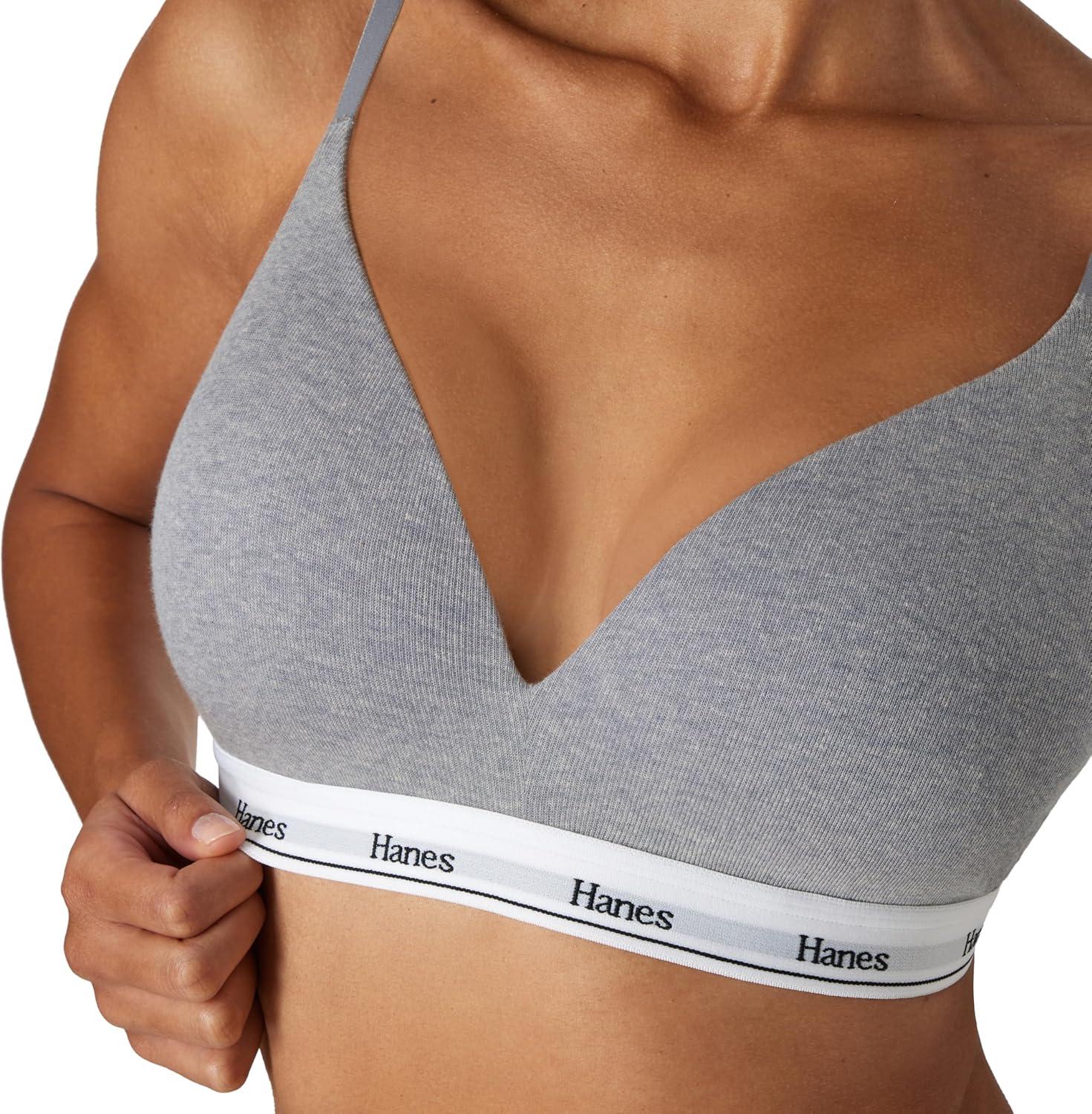 imageHanes Womens Originals Full Coverage Contour Wireless Stretch Cotton TShirt BraConcrete Heather