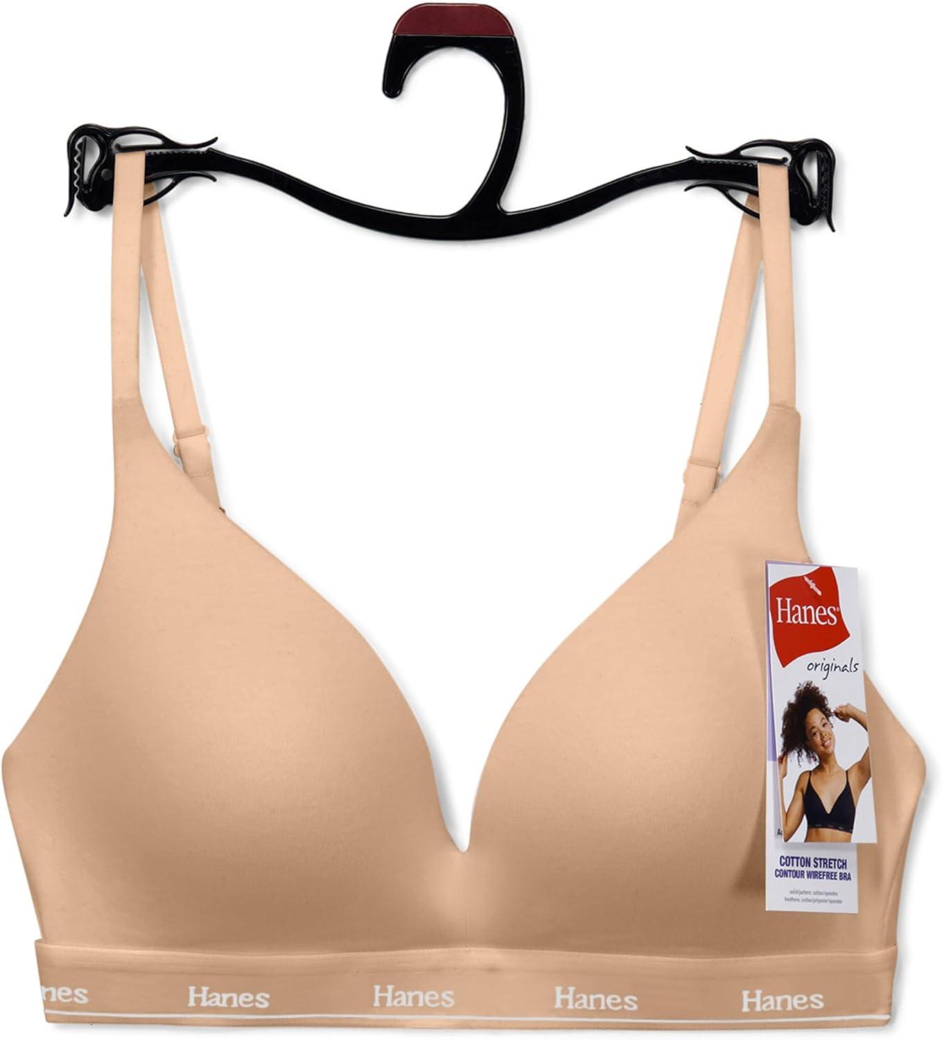 imageHanes Womens Originals Full Coverage Contour Wireless Stretch Cotton TShirt BraDeep Glow