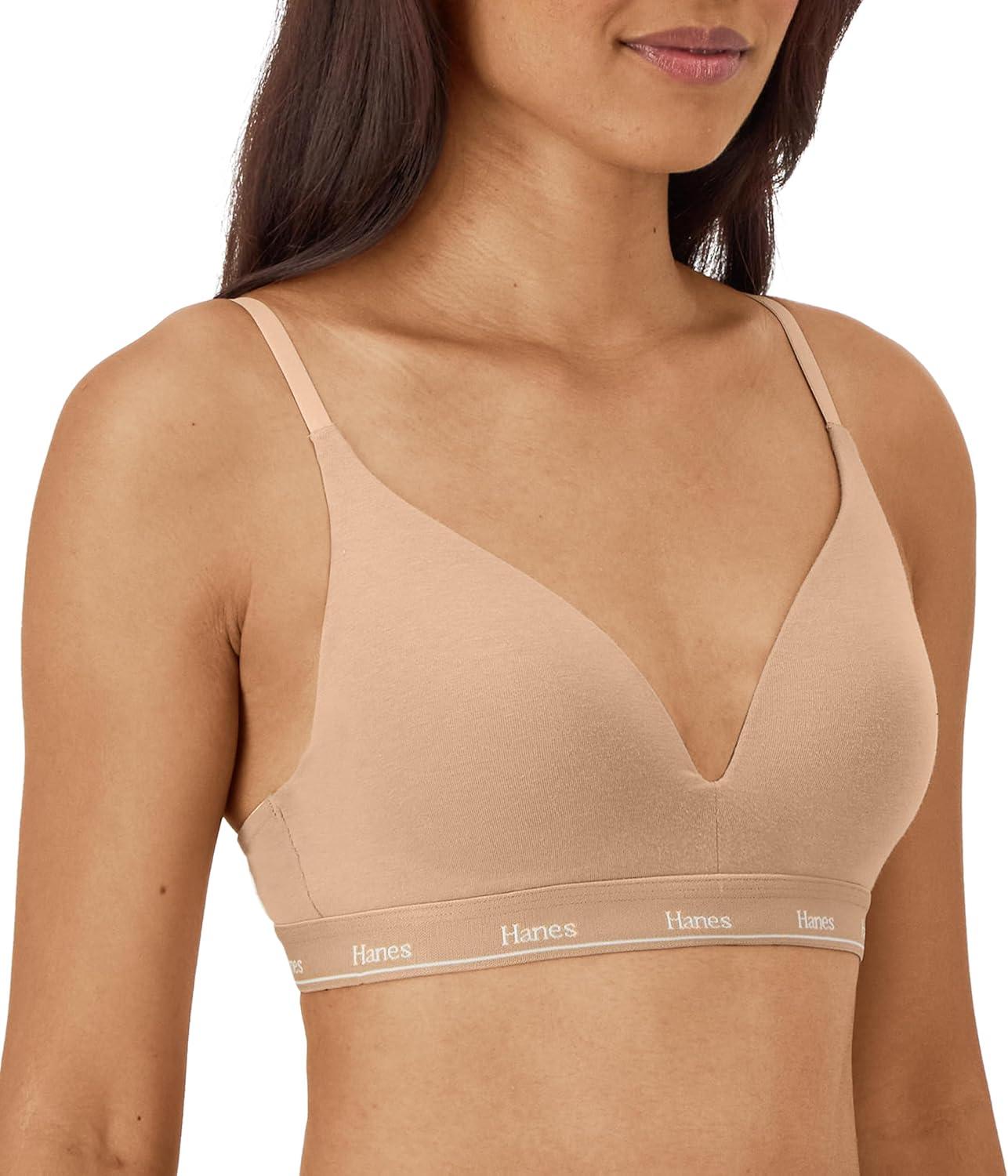 imageHanes Womens Originals Full Coverage Contour Wireless Stretch Cotton TShirt BraDeep Glow