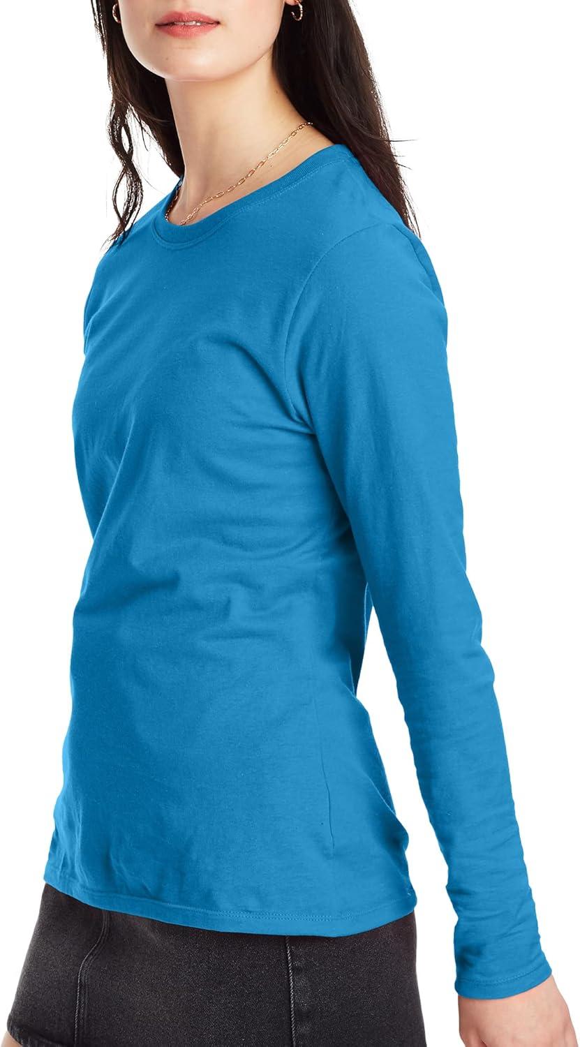 imageHanes Womens Originals Long Sleeve Cotton TShirt Lightweight Crewneck Tee Modern FitDeep Dive