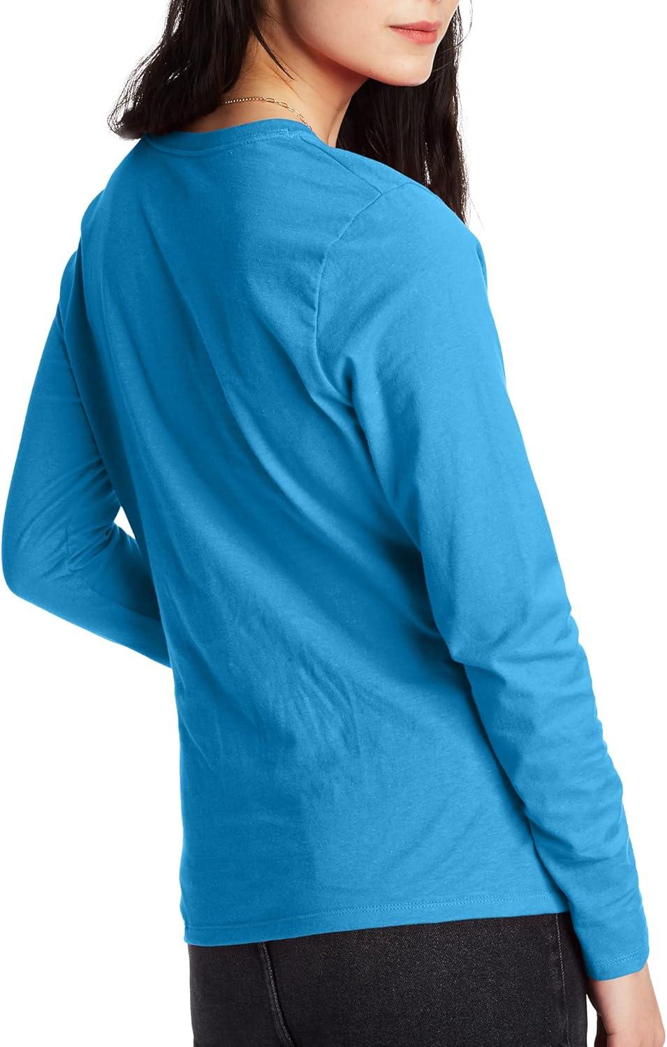 imageHanes Womens Originals Long Sleeve Cotton TShirt Lightweight Crewneck Tee Modern FitDeep Dive