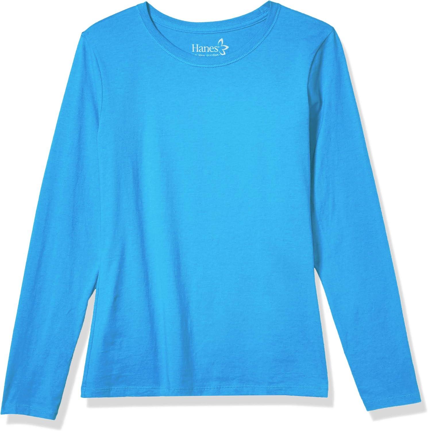 imageHanes Womens Originals Long Sleeve Cotton TShirt Lightweight Crewneck Tee Modern FitDeep Dive