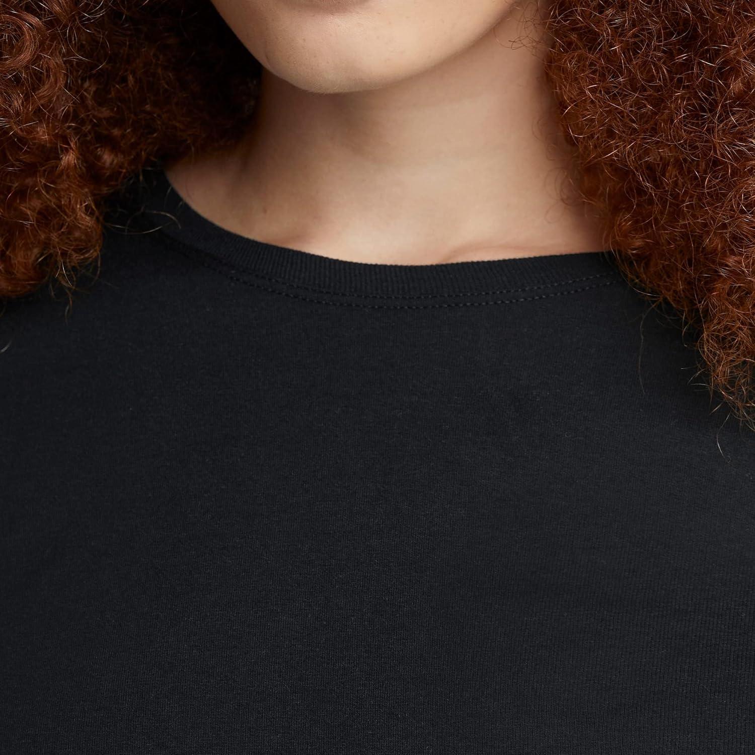 imageHanes Womens Originals Long Sleeve Cotton TShirt Lightweight Crewneck Tee Modern FitEbony