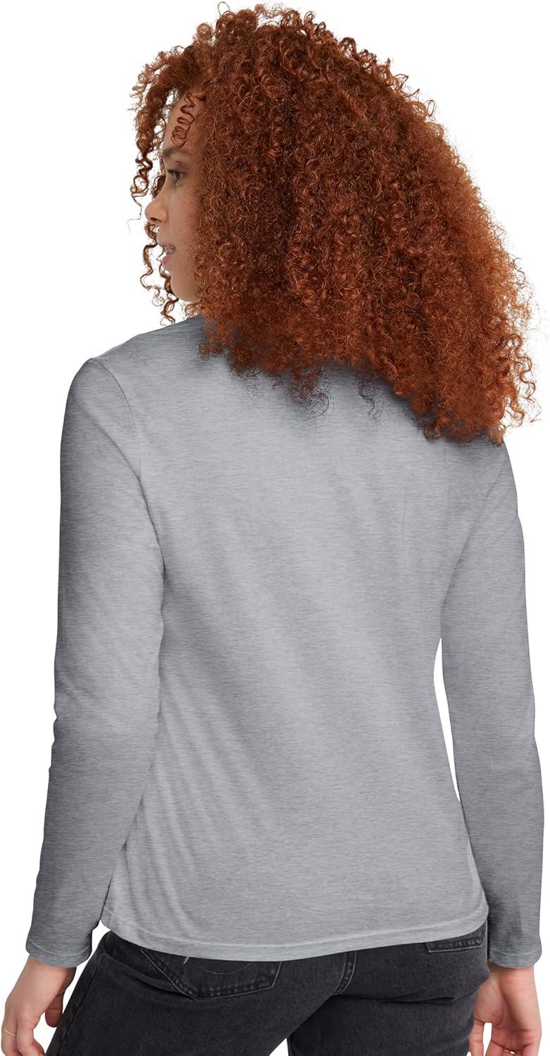 imageHanes Womens Originals Long Sleeve Cotton TShirt Lightweight Crewneck Tee Modern FitLight Steel