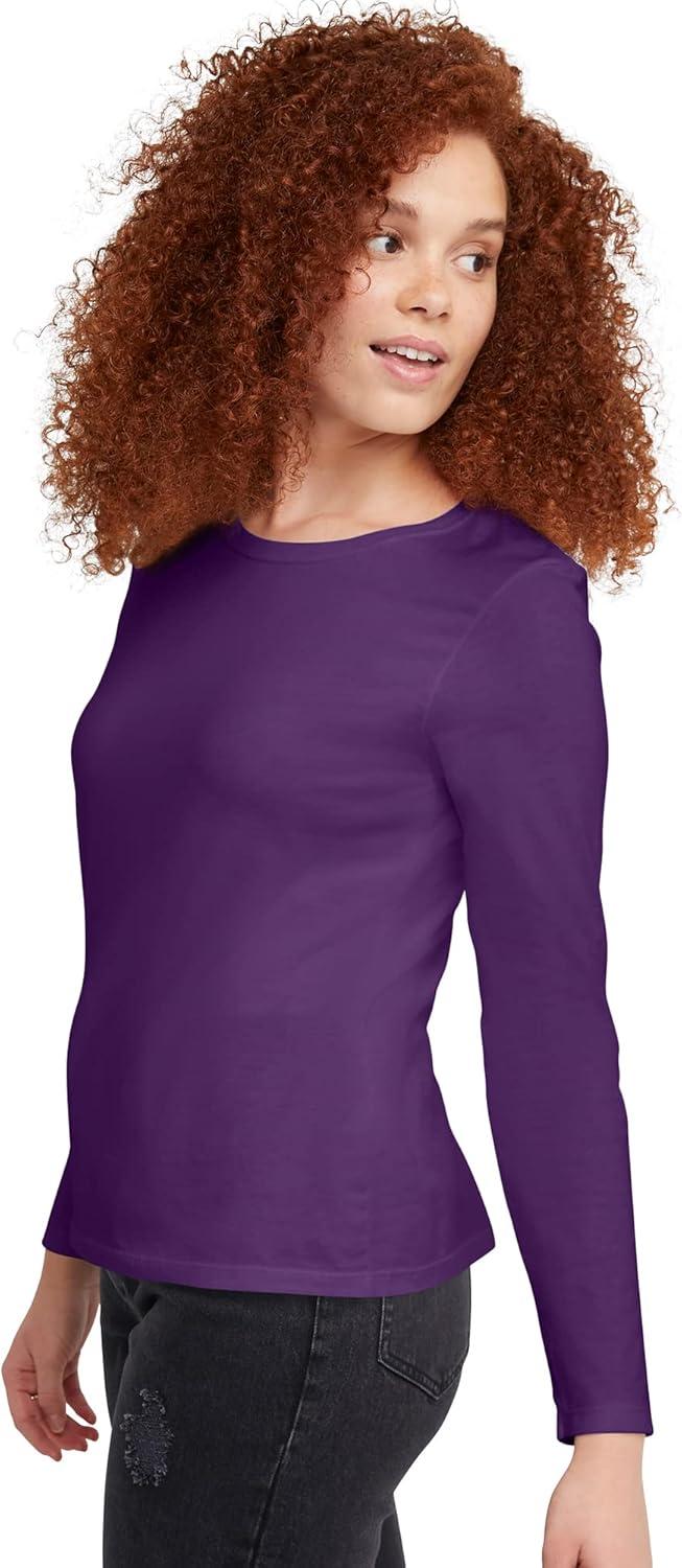 imageHanes Womens Originals Long Sleeve Cotton TShirt Lightweight Crewneck Tee Modern FitViolet Splendor