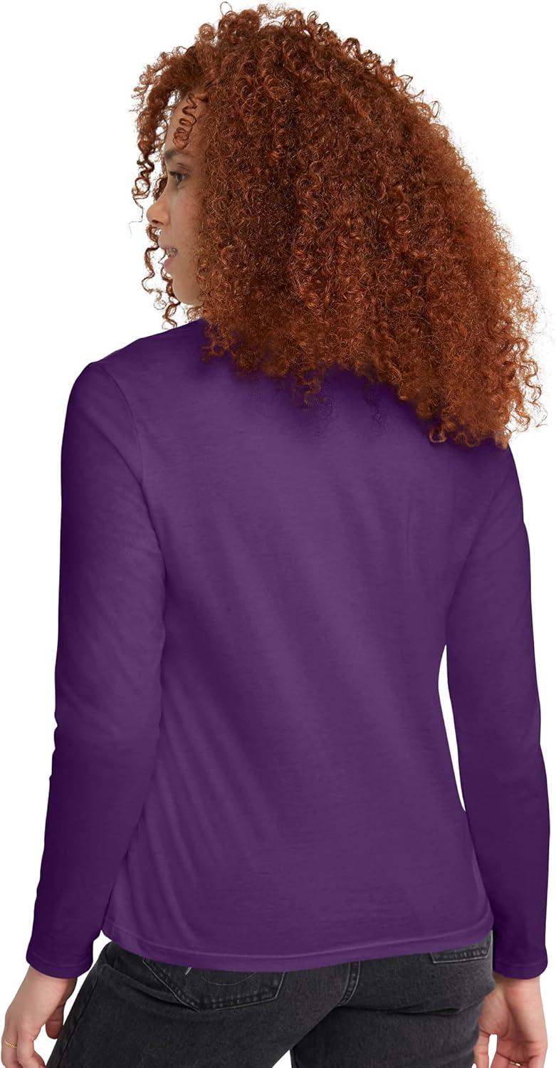 imageHanes Womens Originals Long Sleeve Cotton TShirt Lightweight Crewneck Tee Modern FitViolet Splendor