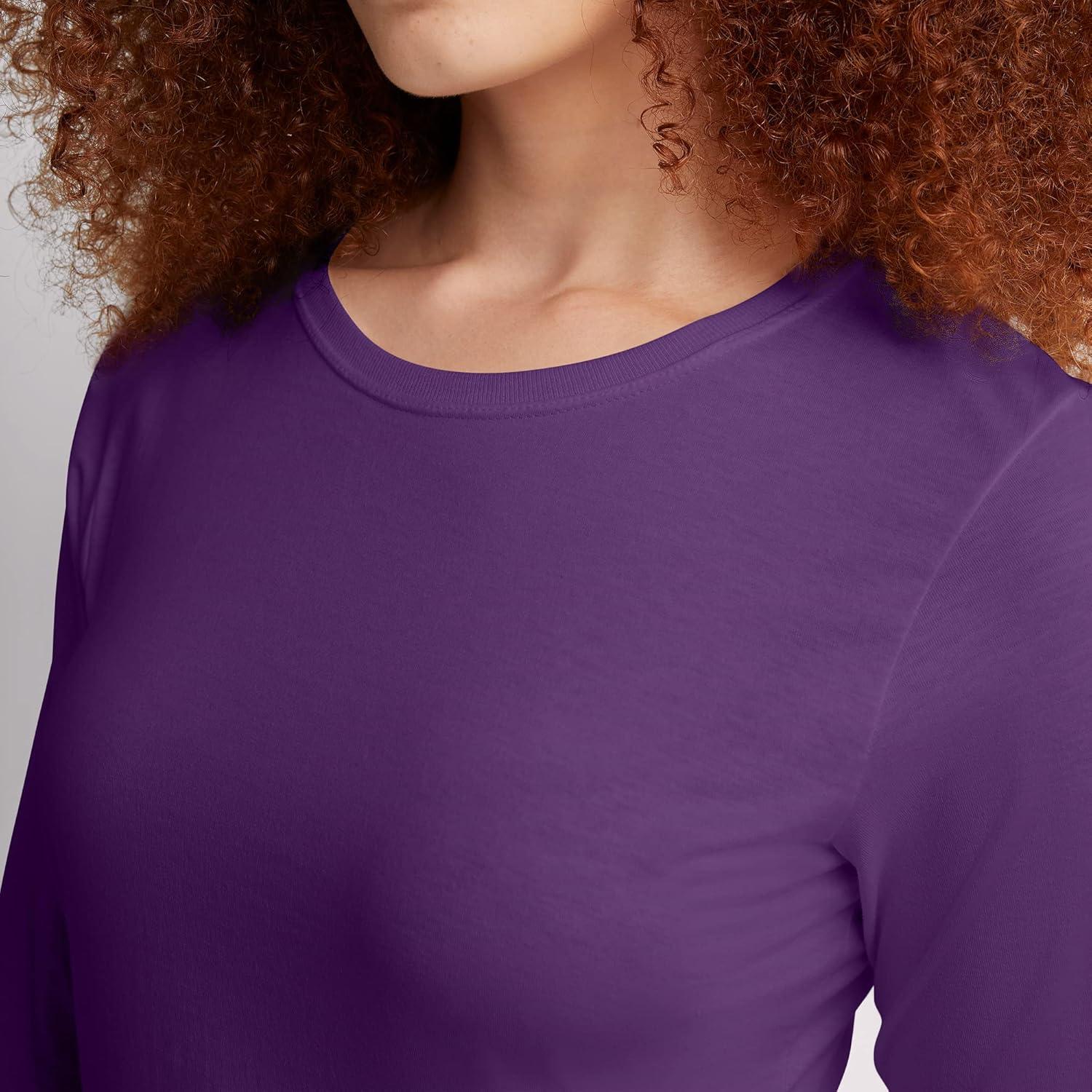 imageHanes Womens Originals Long Sleeve Cotton TShirt Lightweight Crewneck Tee Modern FitViolet Splendor