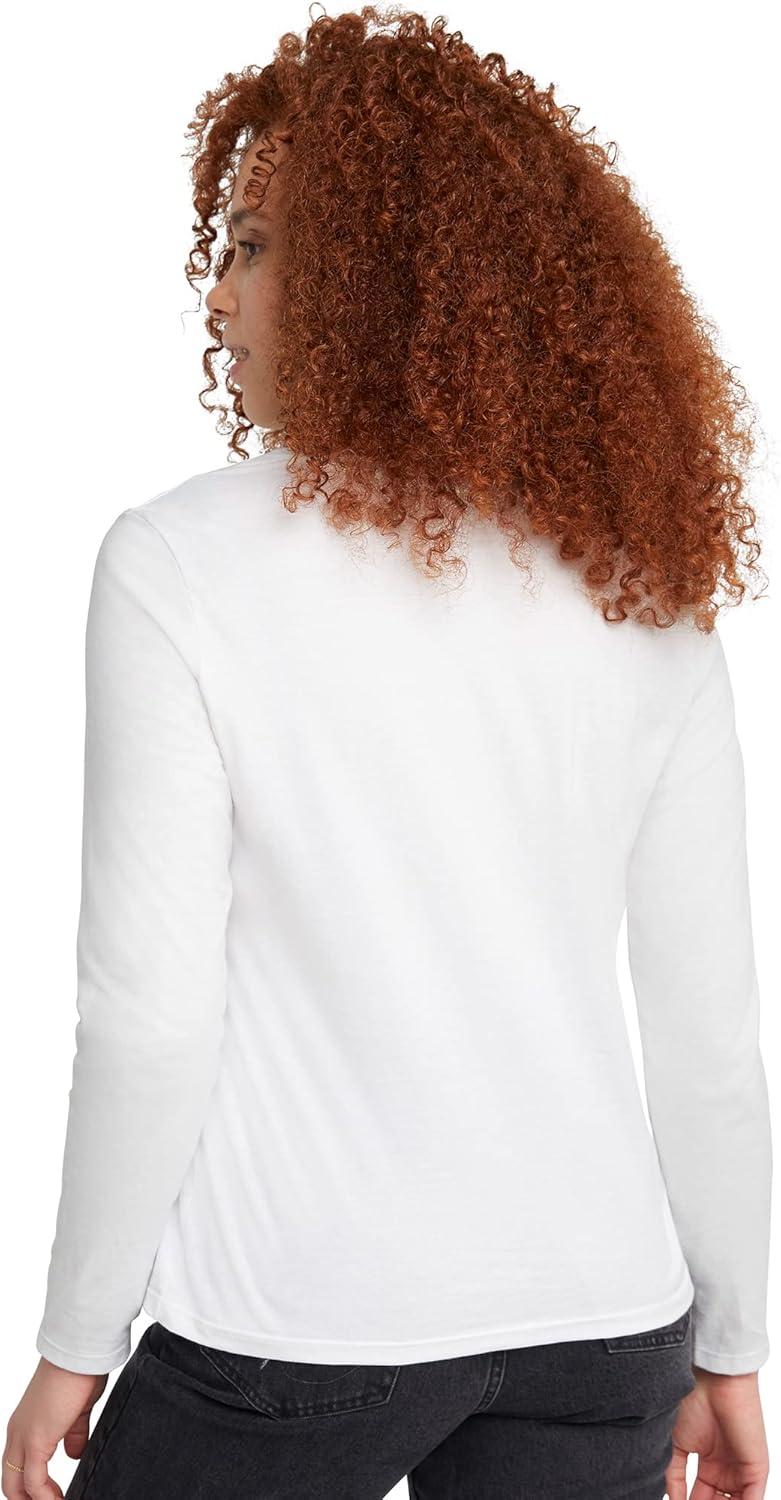 imageHanes Womens Originals Long Sleeve Cotton TShirt Lightweight Crewneck Tee Modern FitWhite