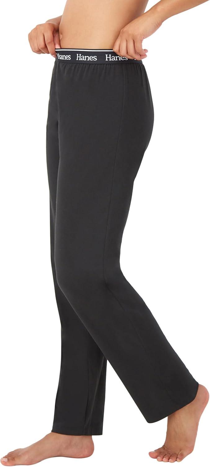 imageHanes Womens Originals Lounge Pants Comfywear Sleep Pants for Women Straight Leg Loungewear PantsBlack