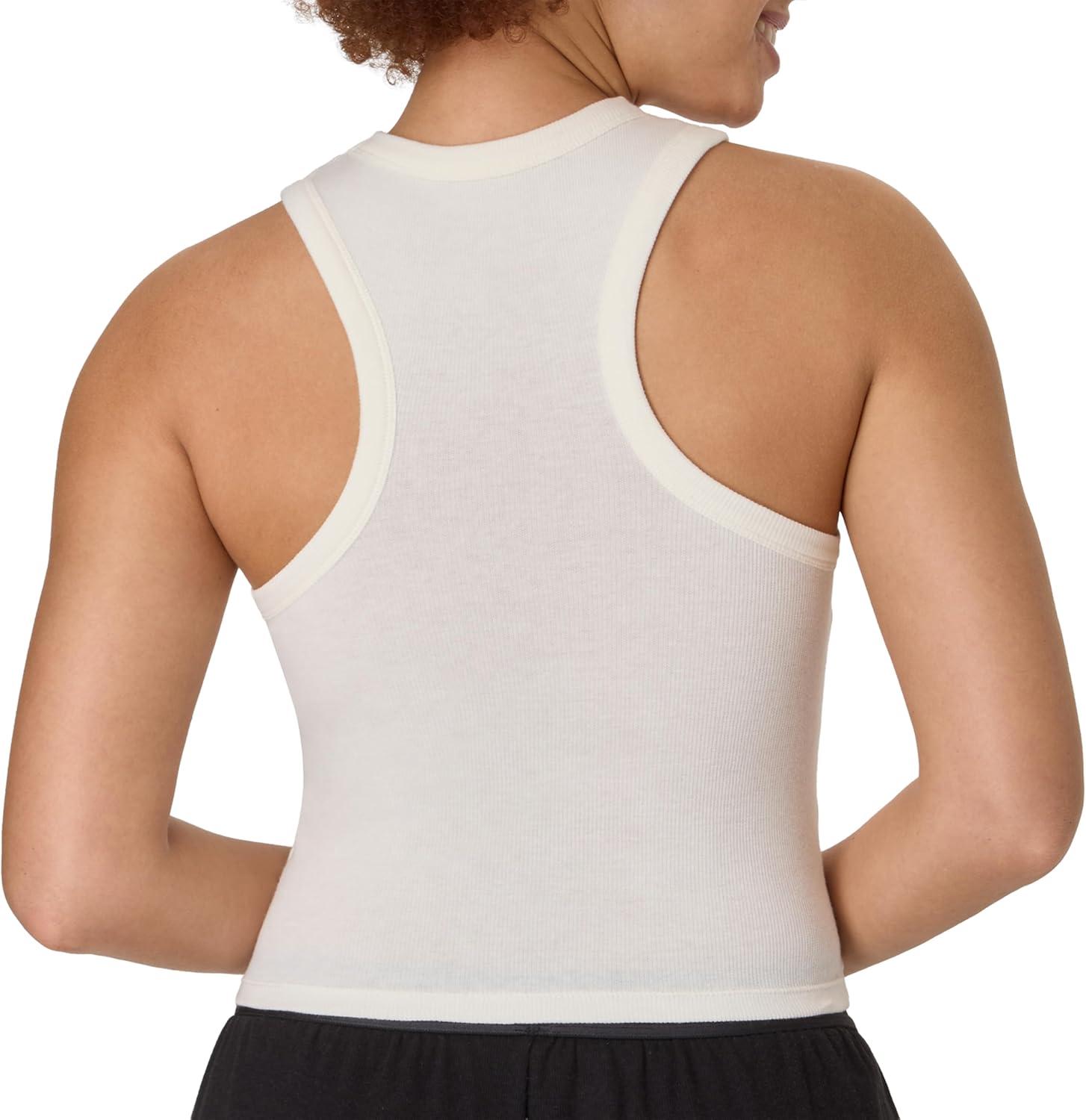 imageHanes Womens Originals Racerback Crop Tank 2Pack Comfywear Supersoft Rib Cropped Tank Top Loungewear PackBlackPearl