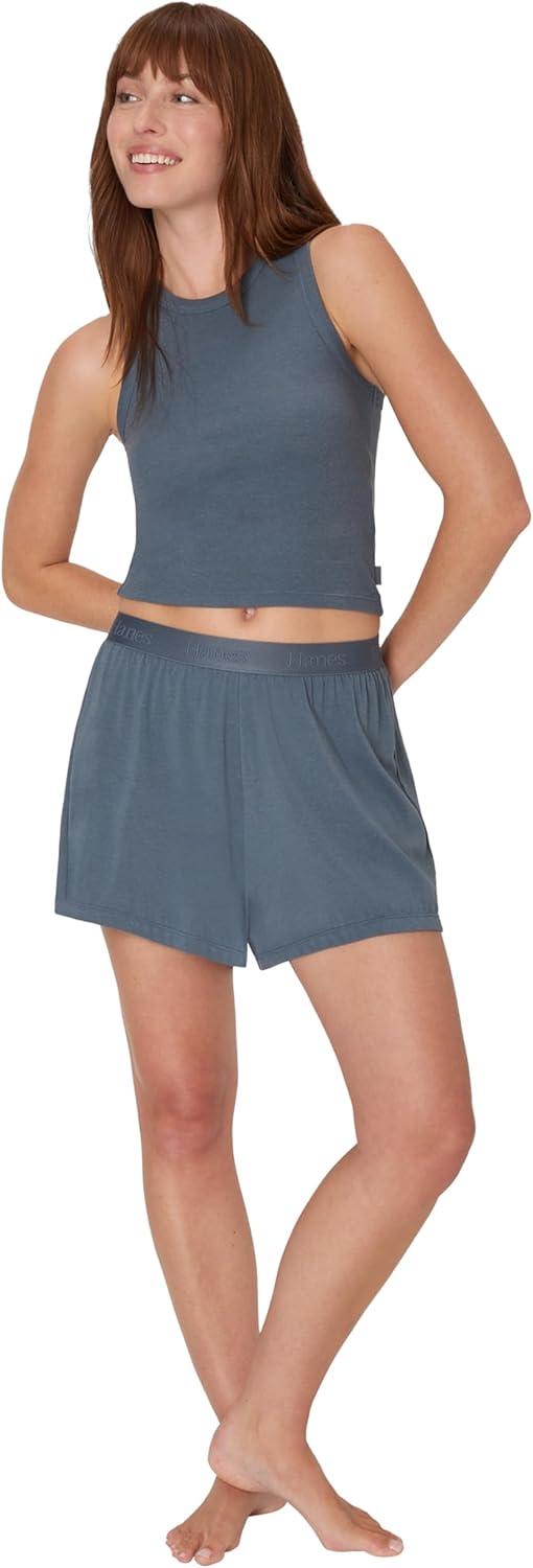 imageHanes Womens Originals Racerback Crop Tank 2Pack Comfywear Supersoft Rib Cropped Tank Top Loungewear PackStargazer GreyFaded Sage Green