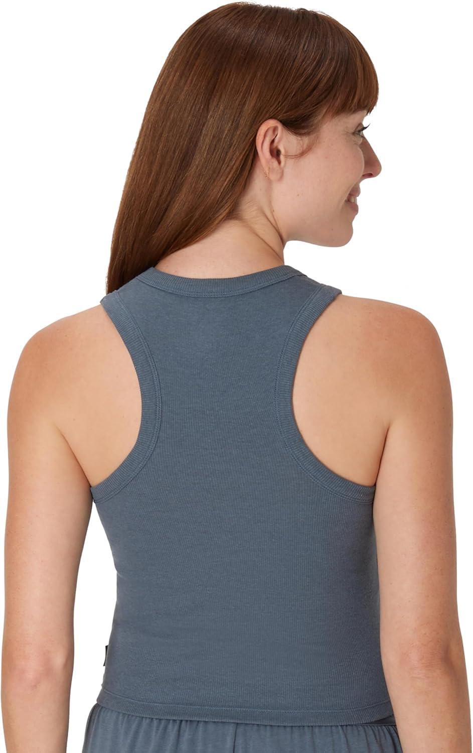 imageHanes Womens Originals Racerback Crop Tank 2Pack Comfywear Supersoft Rib Cropped Tank Top Loungewear PackStargazer GreyFaded Sage Green