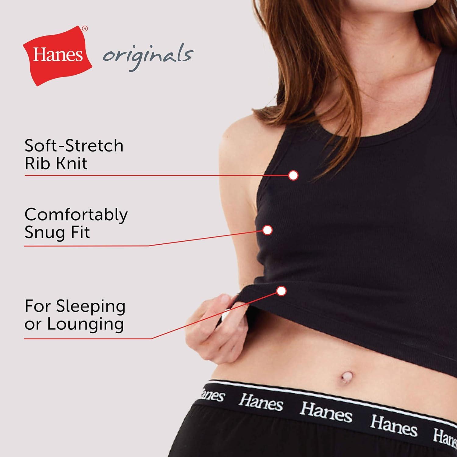 imageHanes Womens Originals Rib Crop Tank Top 2Pack Comfywear Stretch Cotton Cropped TopPink OleanderWhite