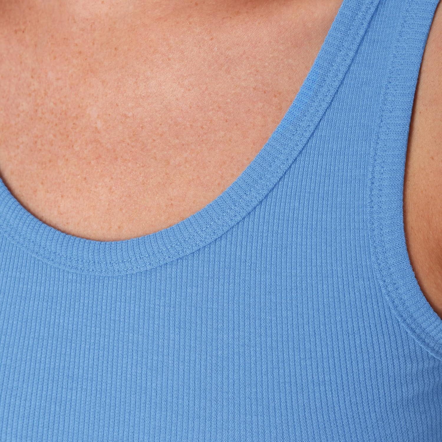 imageHanes Womens Originals Rib Crop Tank Top 2Pack Comfywear Stretch Cotton Cropped TopProvence BluePink Coral