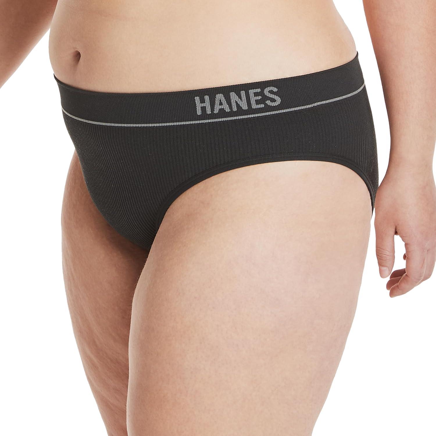 imageHanes Womens Originals Seamless Stretch Rib Bikini Panties Pack Assorted Colors 6Pack4 Black2 Deep Glow