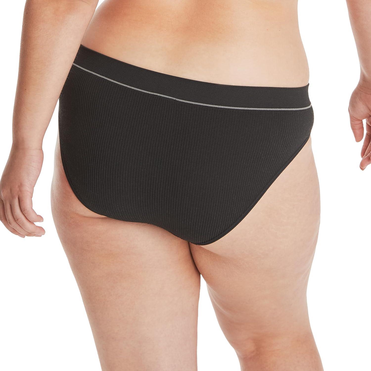 imageHanes Womens Originals Seamless Stretch Rib Bikini Panties Pack Assorted Colors 6Pack4 Black2 Deep Glow