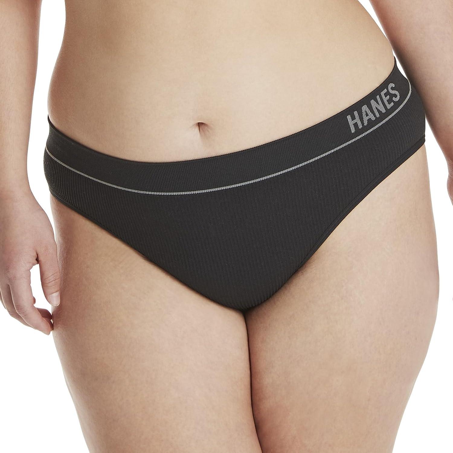 imageHanes Womens Originals Seamless Stretch Rib Bikini Panties Pack Assorted Colors 6Pack4 Black2 Deep Glow