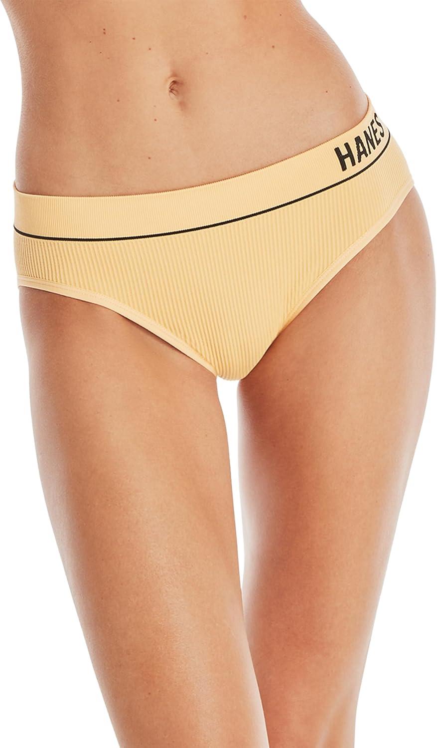 imageHanes Womens Originals Seamless Stretch Rib Bikini Panties Pack Assorted Colors 6PackGoldieWhiteGumball Pink