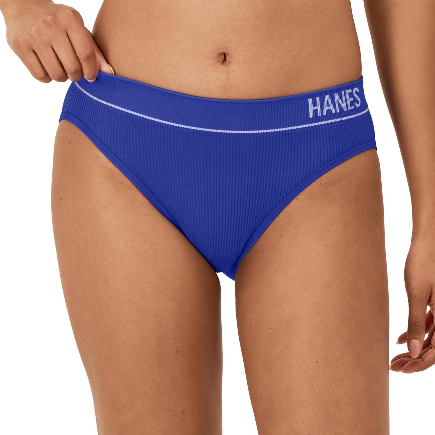 imageHanes Womens Originals Seamless Stretch Rib Bikini Panties Pack Assorted Colors 6PackWhiteTeal ToneBright Violet Indigo