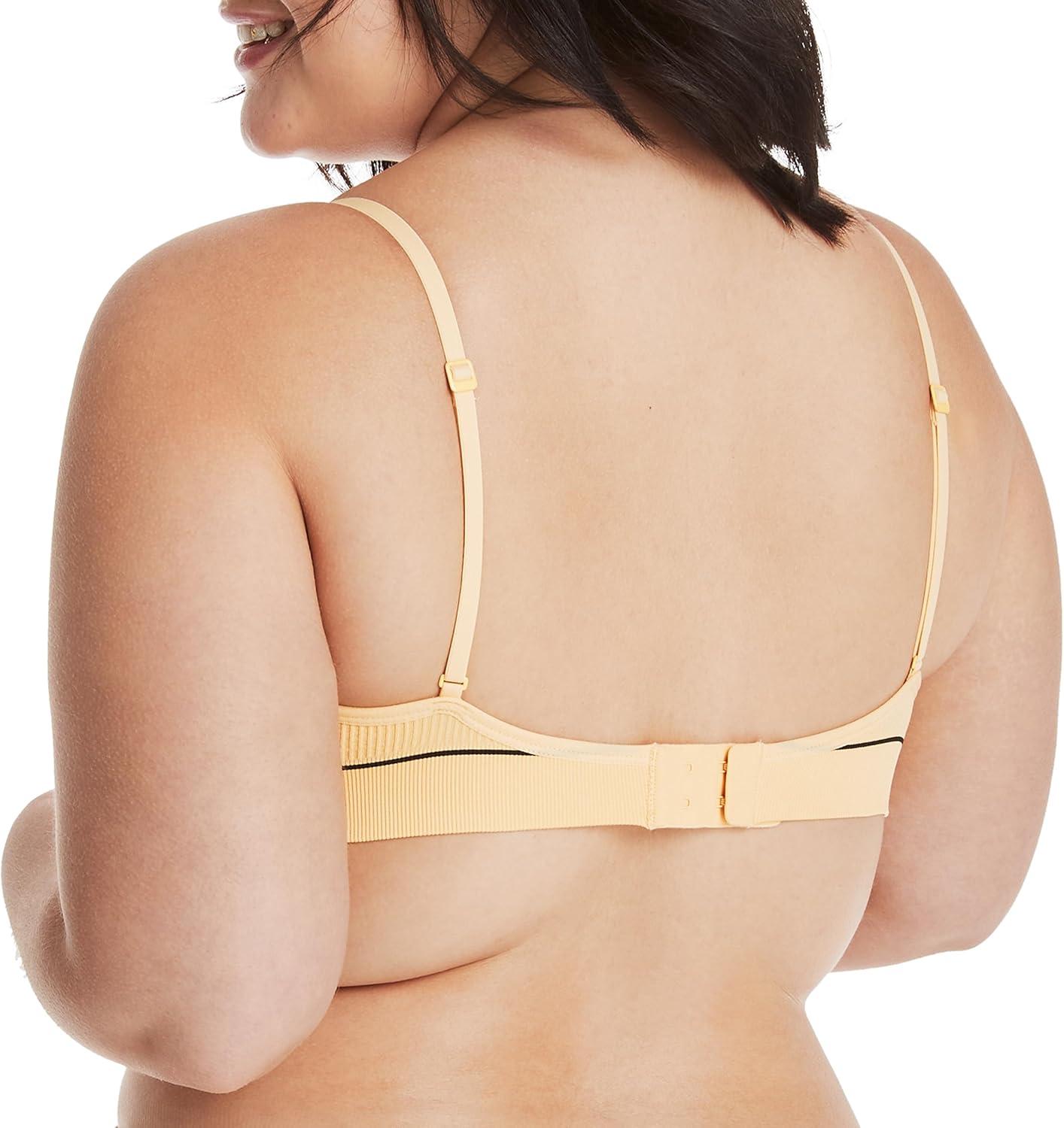 imageHanes Womens Originals Seamless Triangle Rib Bralette Soft Ribbed Bras ComfortFlex Fit BraGoldie