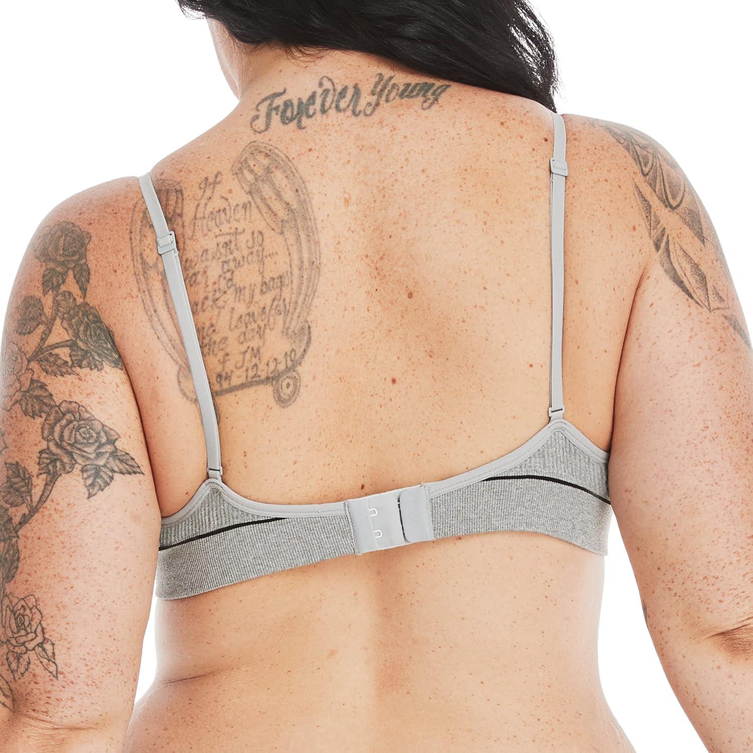 imageHanes Womens Originals Seamless Triangle Rib Bralette Soft Ribbed Bras ComfortFlex Fit BraHeritage Grey Marle