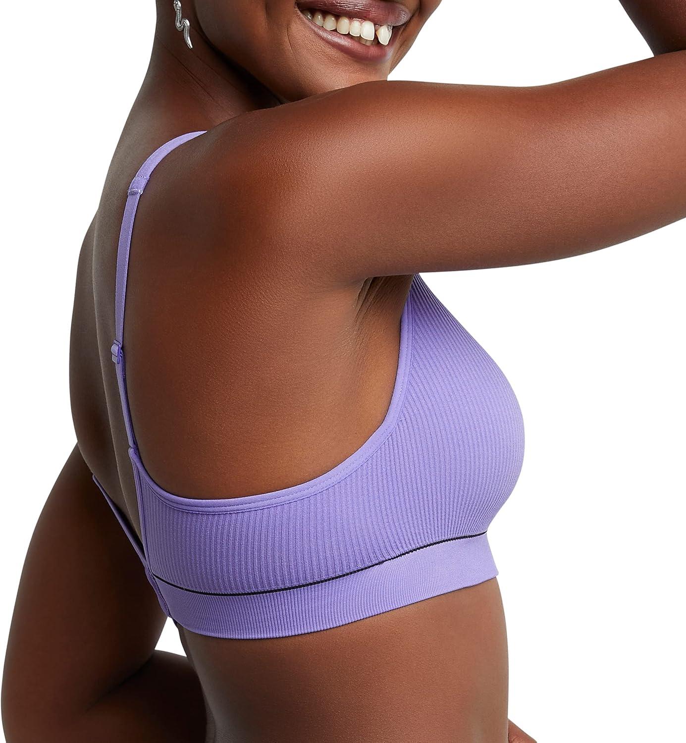 imageHanes Womens Originals Seamless Wireless Bra ComfortFlex Fit Rib Contour Bra Full CoverageLively Lavender