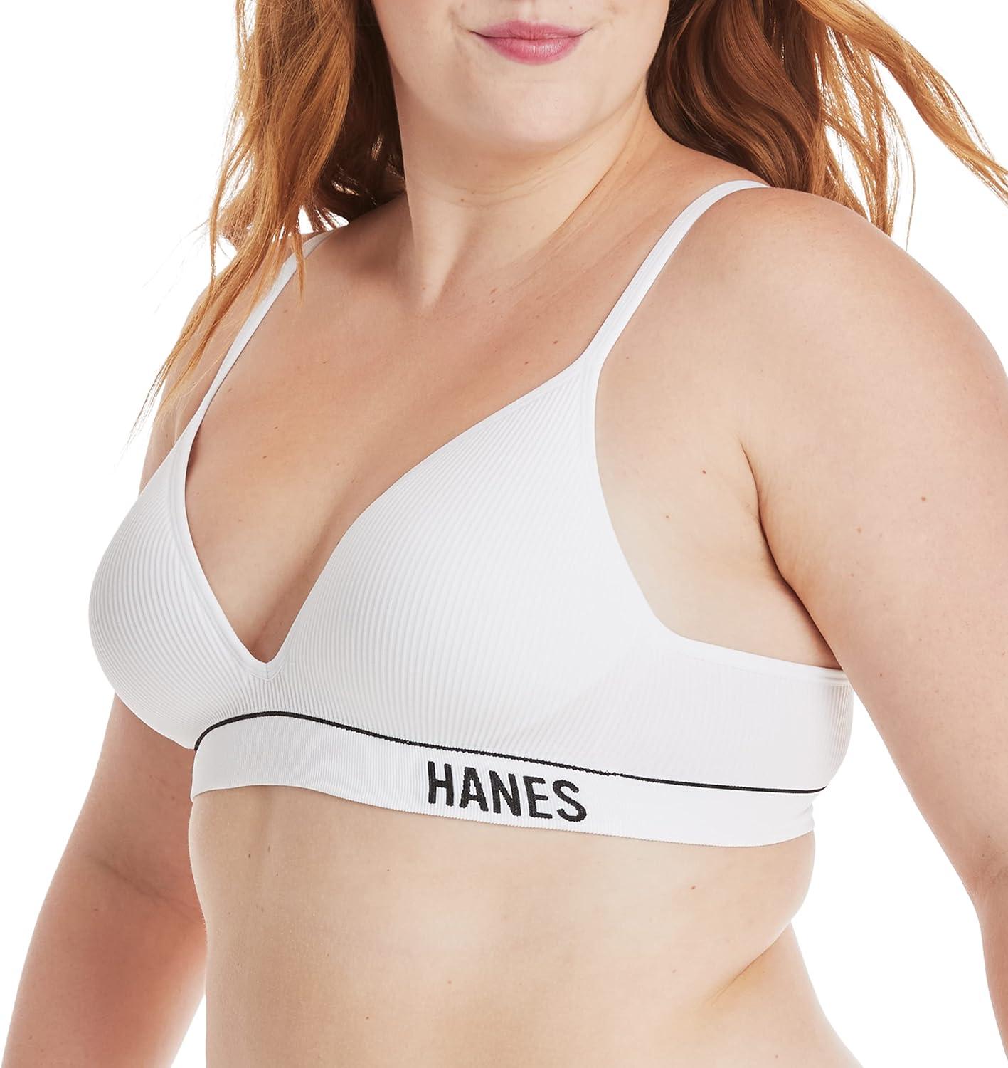 imageHanes Womens Originals Seamless Wireless Bra ComfortFlex Fit Rib Contour Bra Full CoverageWhite