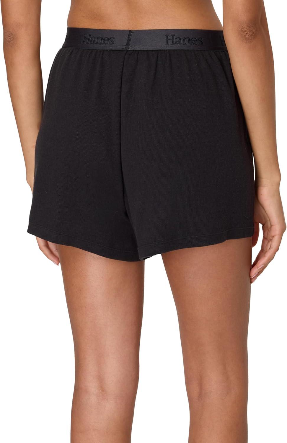 imageHanes Womens Originals Sleep Shorts 2Pack Comfywear Supersoft Lounge Shorts Pack 325quotBlackCocoa Butter