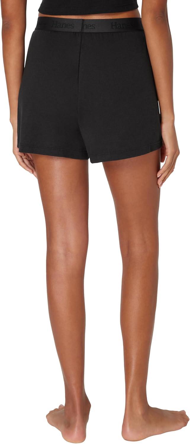 imageHanes Womens Originals Sleep Shorts 2Pack Comfywear Supersoft Lounge Shorts Pack 325quotBlackNatural Cedar