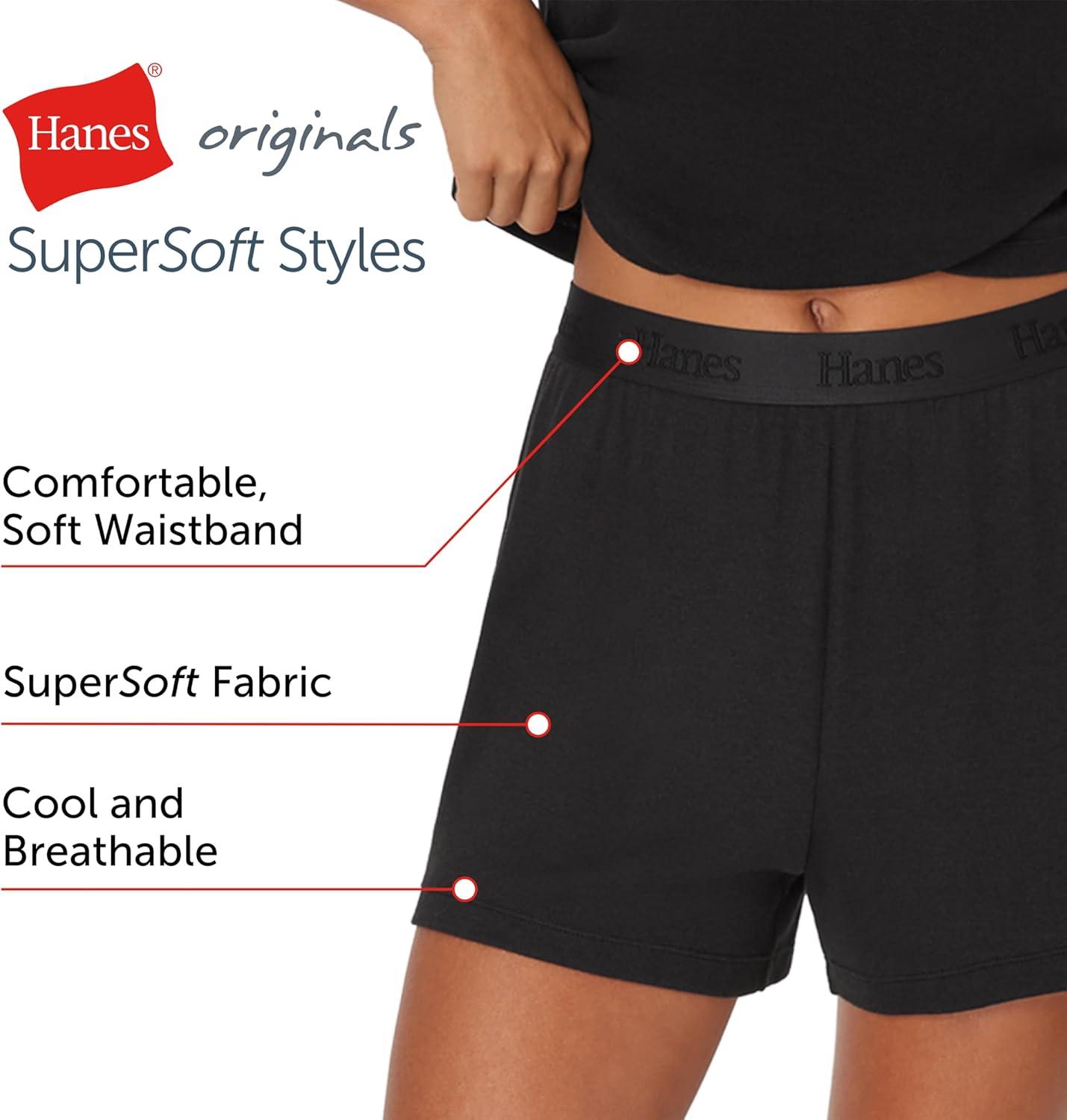 imageHanes Womens Originals Sleep Shorts 2Pack Comfywear Supersoft Lounge Shorts Pack 325quotBlackNatural Cedar