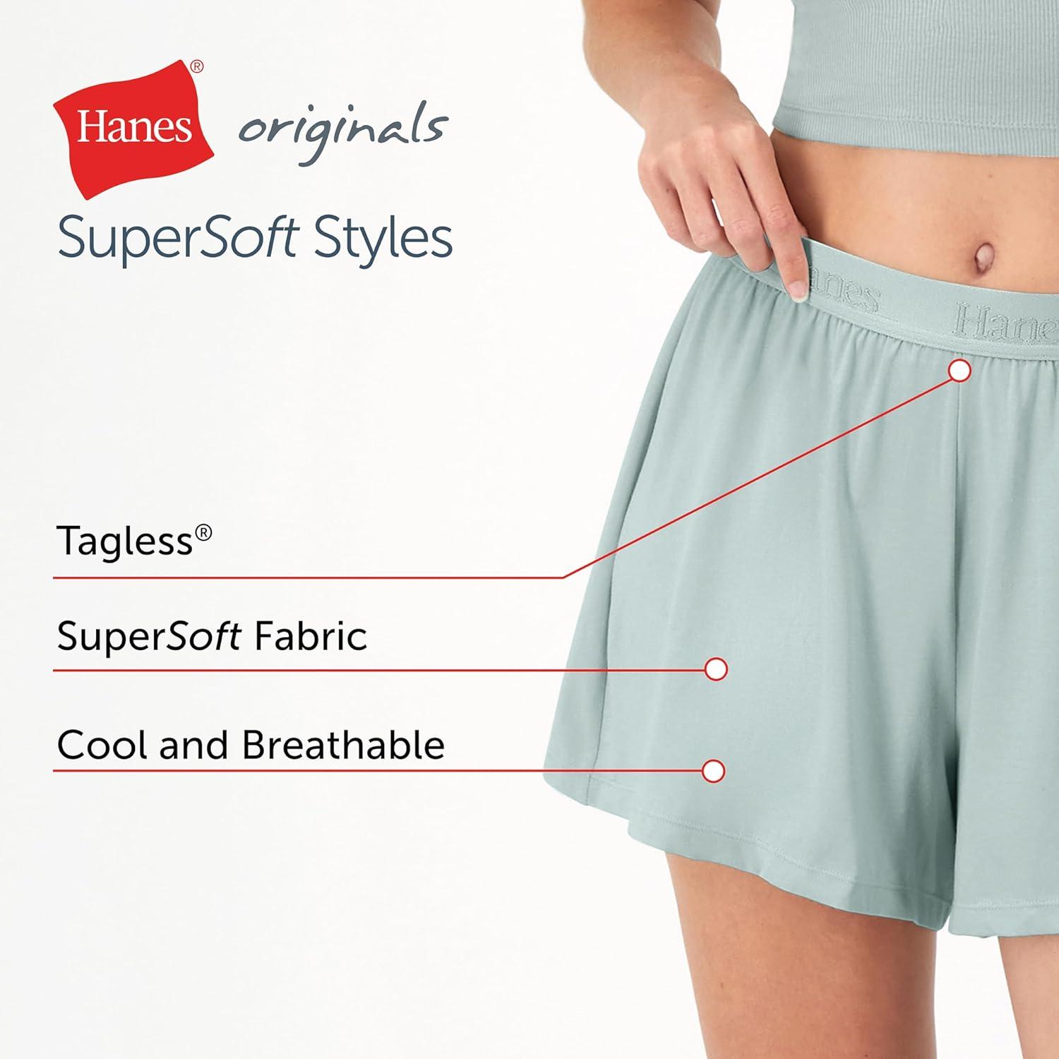 imageHanes Womens Originals Sleep Shorts 2Pack Comfywear Supersoft Lounge Shorts Pack 325quotBlackStargazer Grey