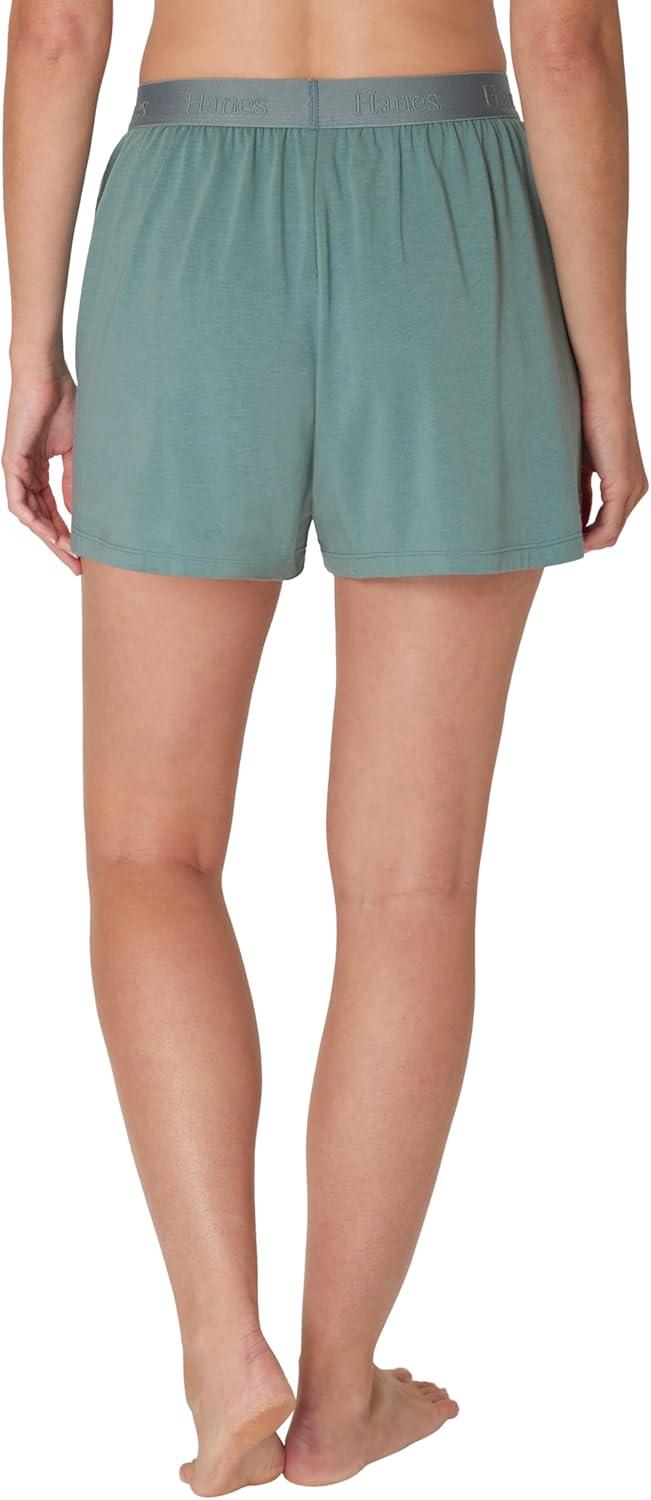 imageHanes Womens Originals Sleep Shorts 2Pack Comfywear Supersoft Lounge Shorts Pack 325quotFaded Sage GreenParrot Pink